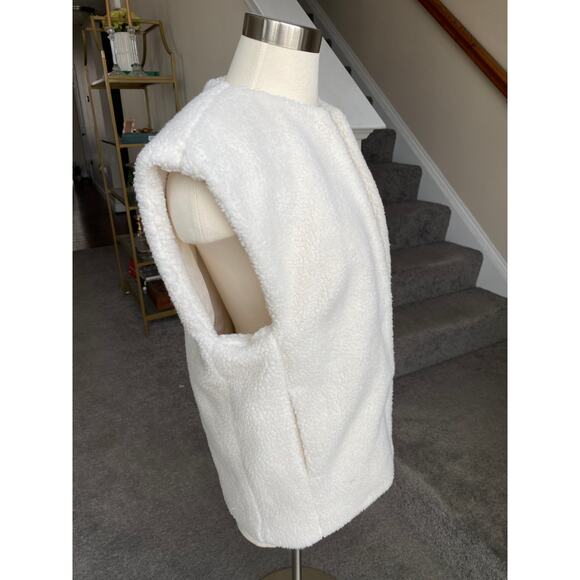 H&M cream shearling oversized vest size XS, - Picture 2 of 12